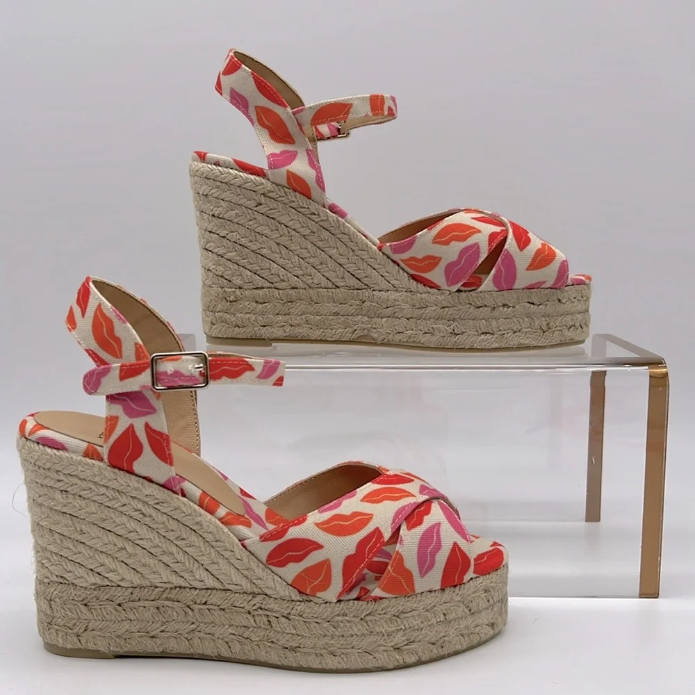 Castañer X Diane Von Furstenberg Blaudell Wedge Espadrilles Rose Multi